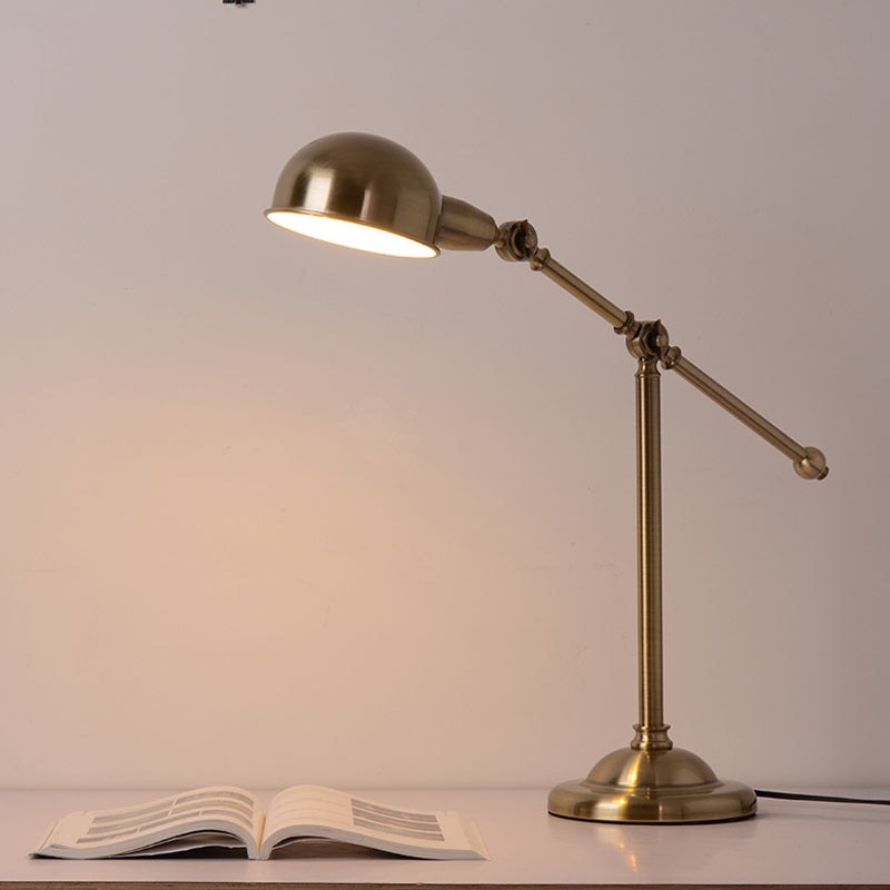 새로운 미국 책상 램프 눈 보호 청동 금속 접는 호텔 홈 인테리어 호텔 침실 연구 테이블 램프